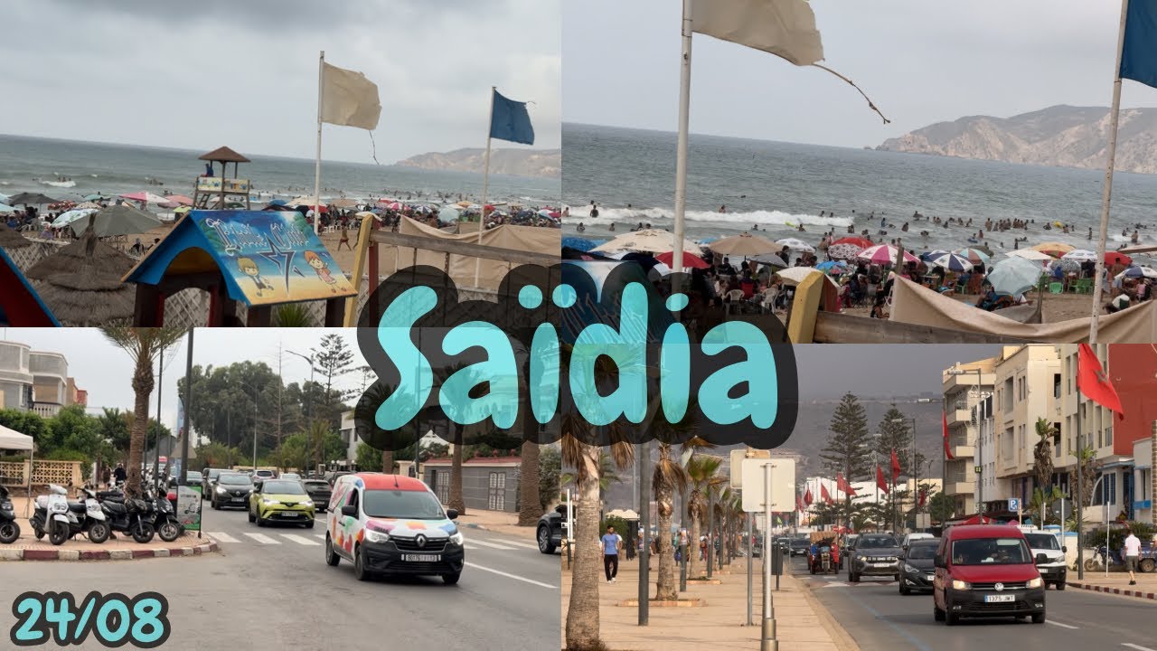شاطيء السعيدية ممتليء يوم الأحد في آخر شهر غشت وجو مغيم هذا اليوم ☁️ ☁️ La plage de Saïdia 