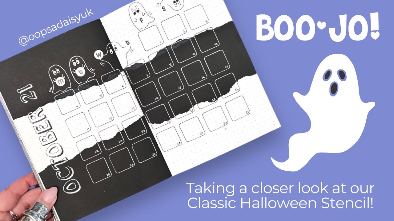 Halloween themed Journal Spreads | Autumn Bullet Journal (Stencil Used C28)