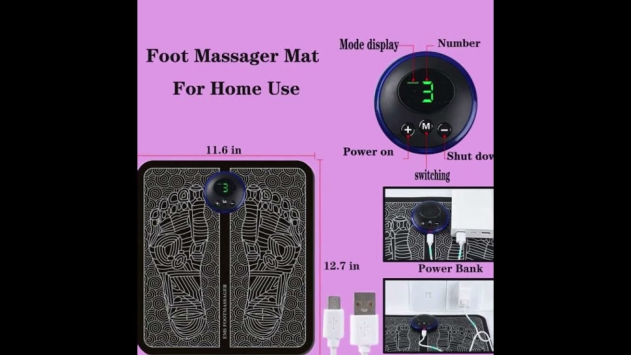 Ems Foot Massager Mat Electric Usb Charging Smart Display Tens Acupuncture Feet Cushion Blood Circut