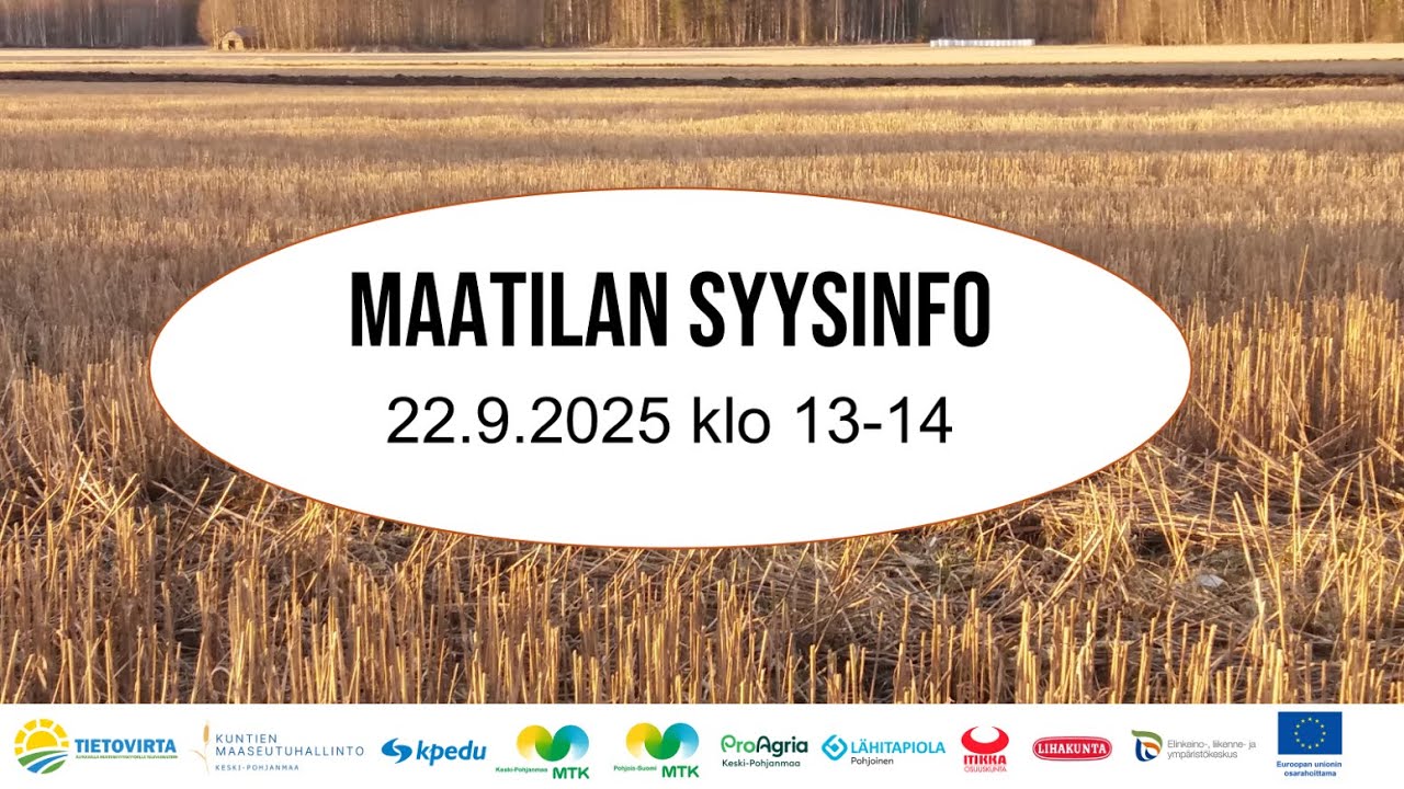 Maatilan syysinfo 22.9.2025