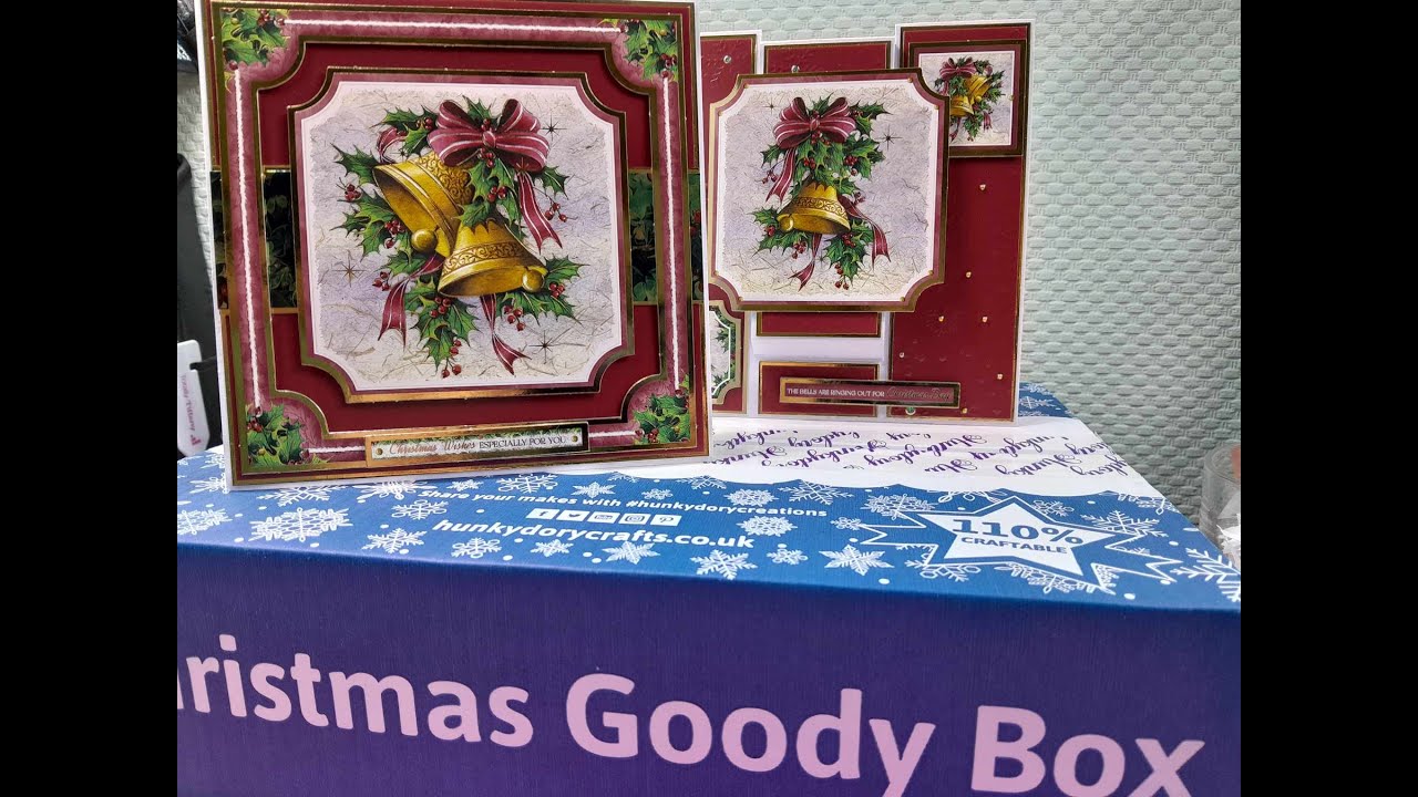 Opening a Hunkydory Goody Box and making cards with a Christmas Bells topper favourite