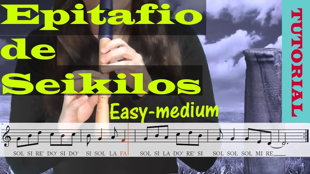 Epitafio de Seikilos - Tutorial flauta con partitura | Karaoke instrumental