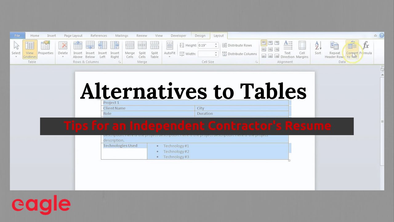 MS Word Tip: Alternatives to Using Tables in a Resume