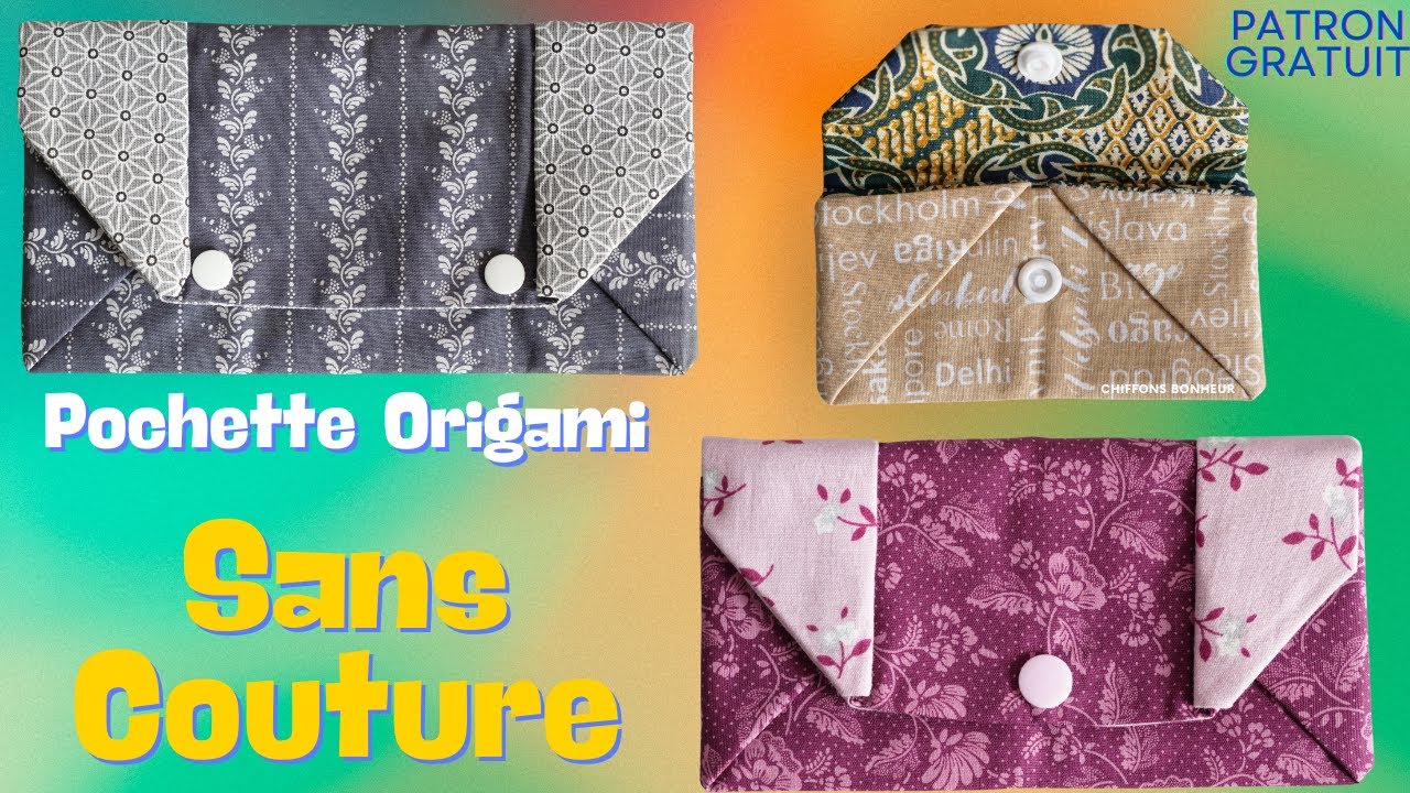 Réalisation facile pochette origami sans couture avec un carré magique, technique origami textile