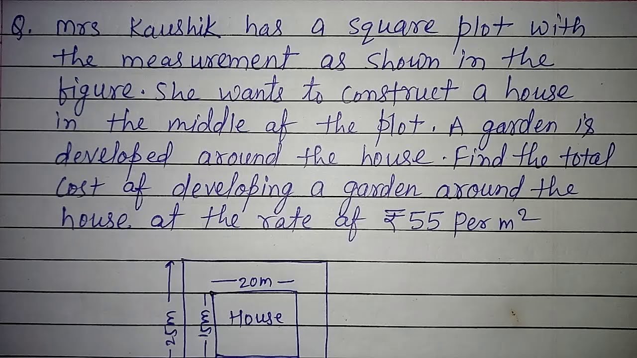 Mrs kaushik has a square plot with the measurement as shown in the figure. she wants to construct a