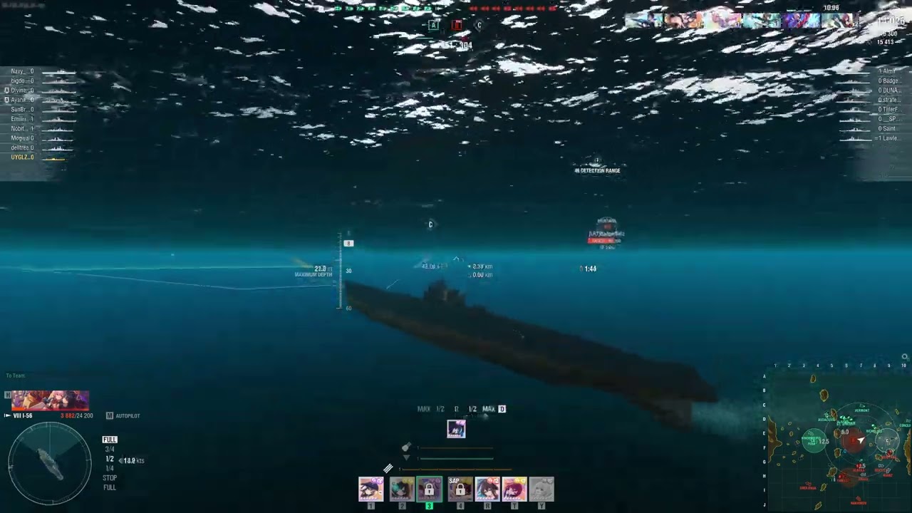 World of Warships: 1 Round of T8 IJN I-56 (UYGLZ-BGM; That Almost Me Sunk)