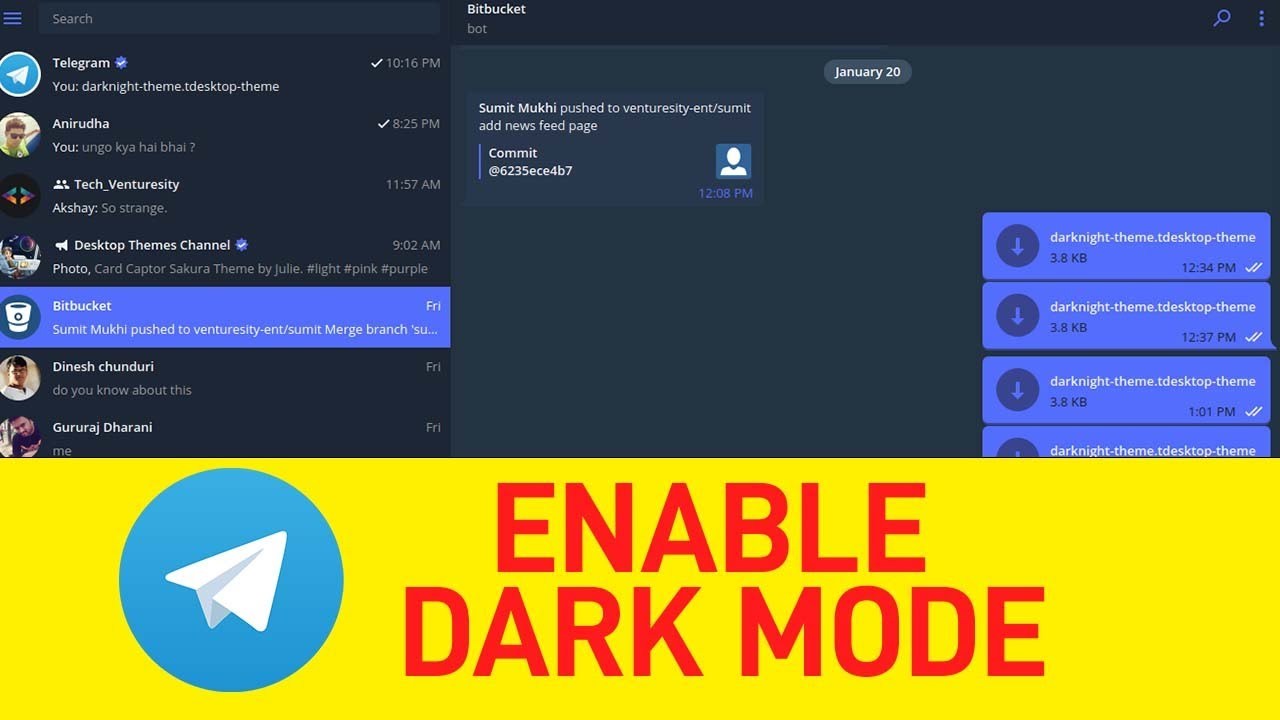 How to turn on dark mode or night mode on telegram app PC/laptop/android