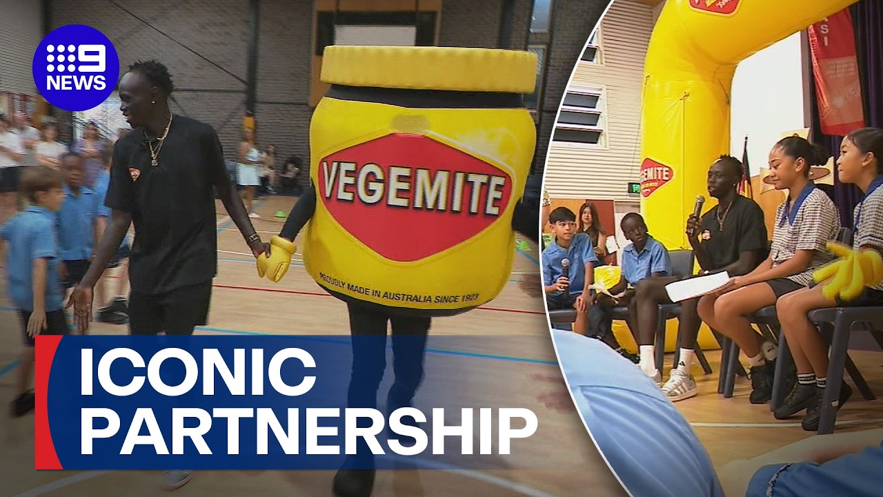 Queensland sprint star Gout Gout announced Vegemite's newest ambassador | 9 News Australia