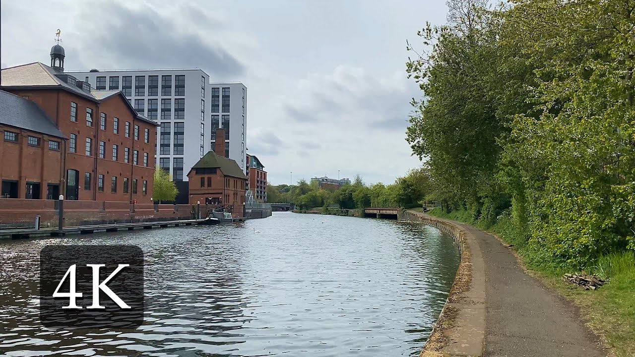 4K UHD | River Soar - Leicester UK | Walking along the river