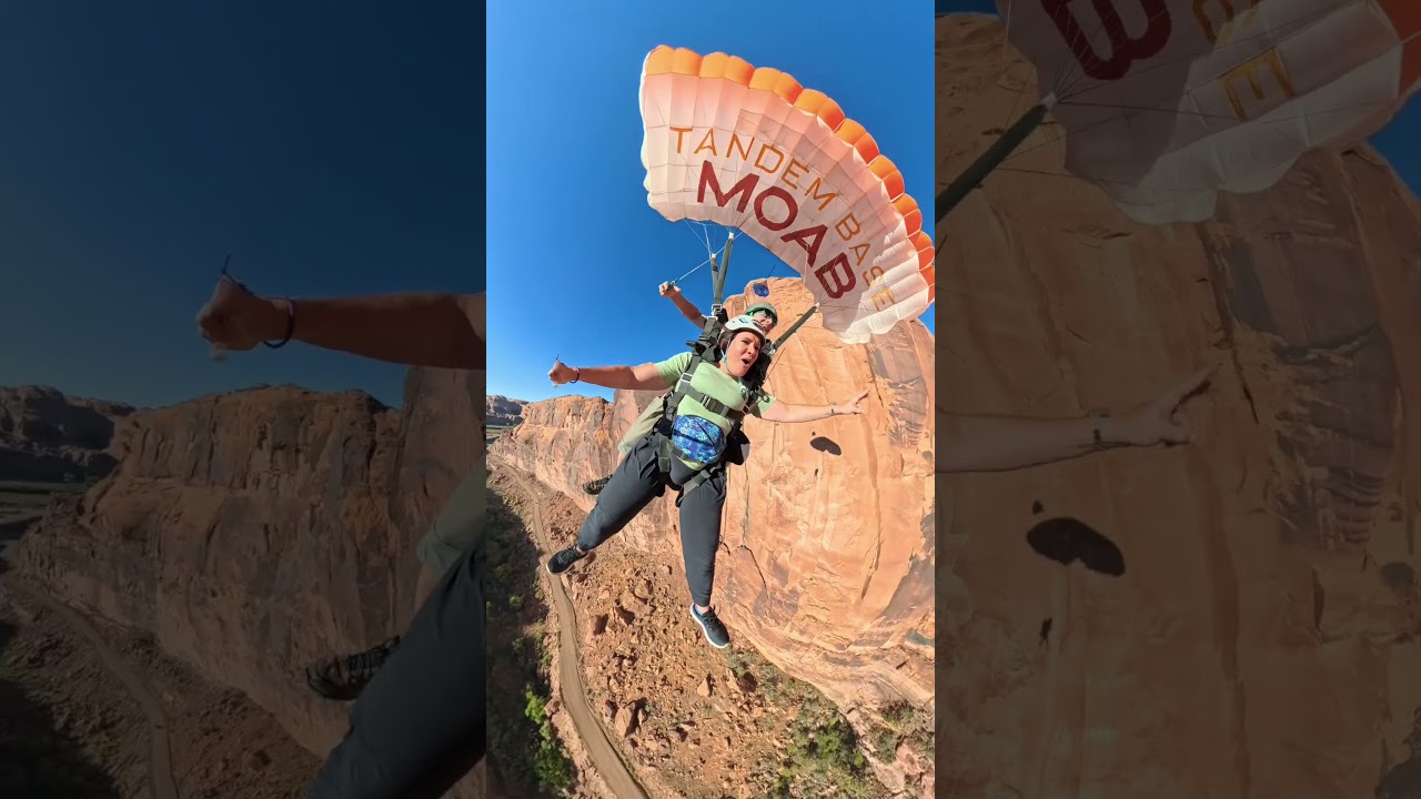 Tandem BASE Moab - the ultimate backlist adventure! #youtubeshorts #basejump #skydive #moab #travel