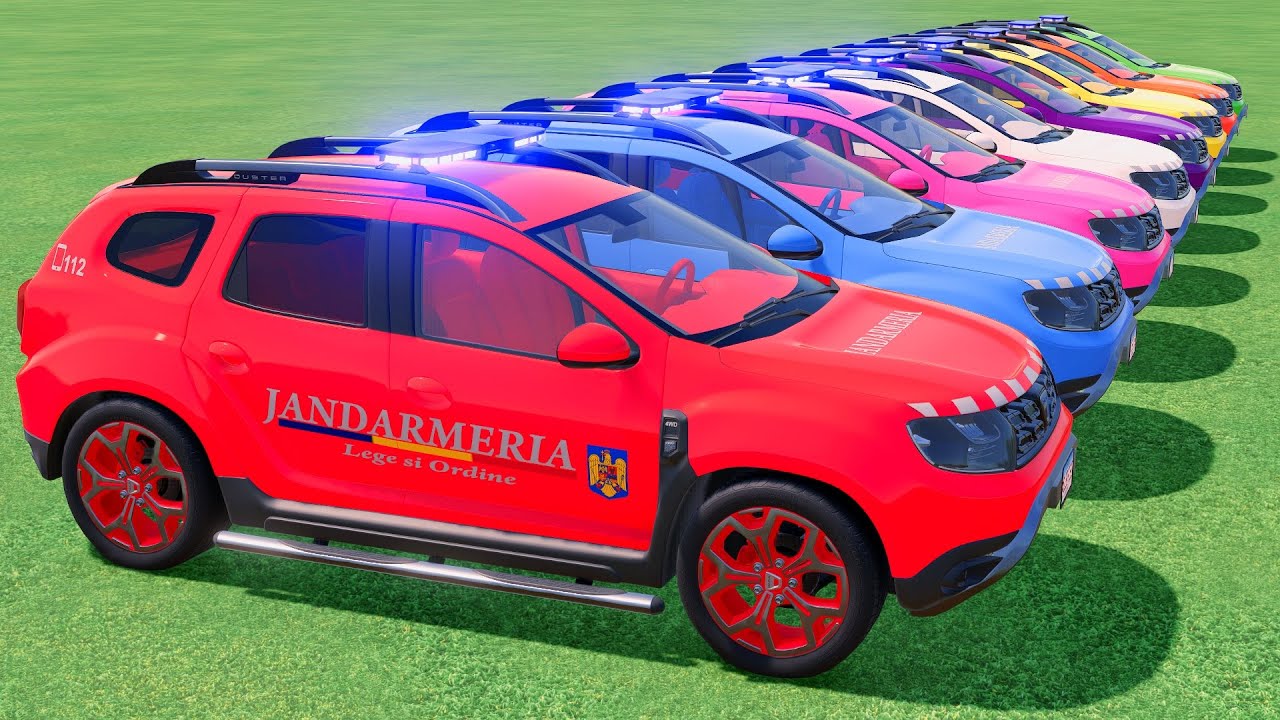 GO! POLICE CARS, AMBULANCE, FIRE TRUCK, COLORFUL CARS WITH TRUCK & TRAIN FARMING SIMULATOR 22! #94