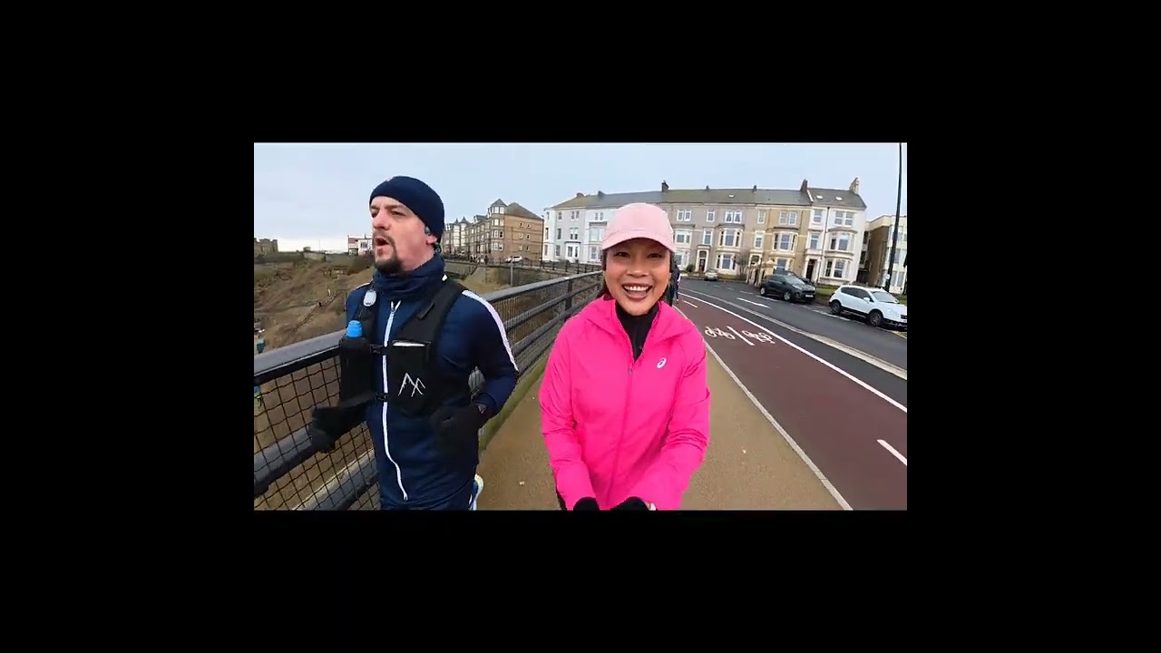 Nike club running.Training for half marathon.10 miles run in Tynemouth, United Kingdom.