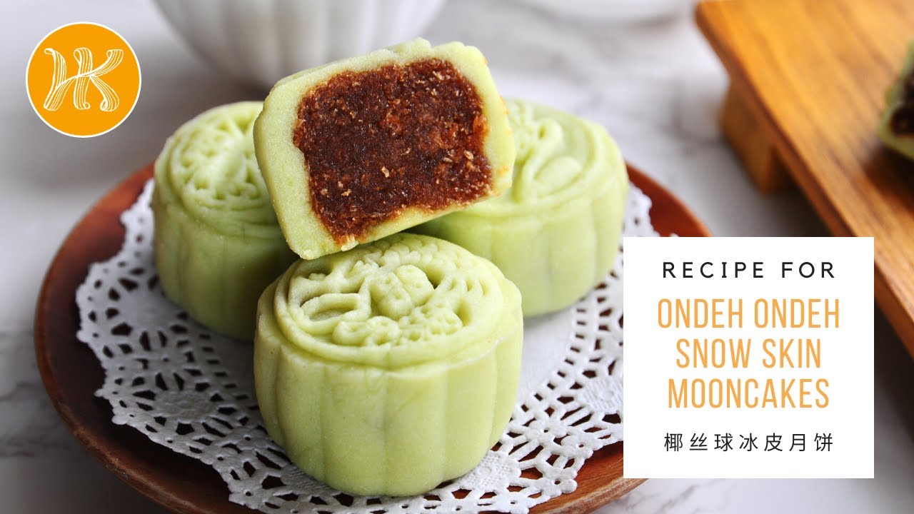 Ondeh Ondeh Snow Skin Mooncakes Recipe (Bing Pi) 椰丝球冰皮月饼食谱 | Huang Kitchen