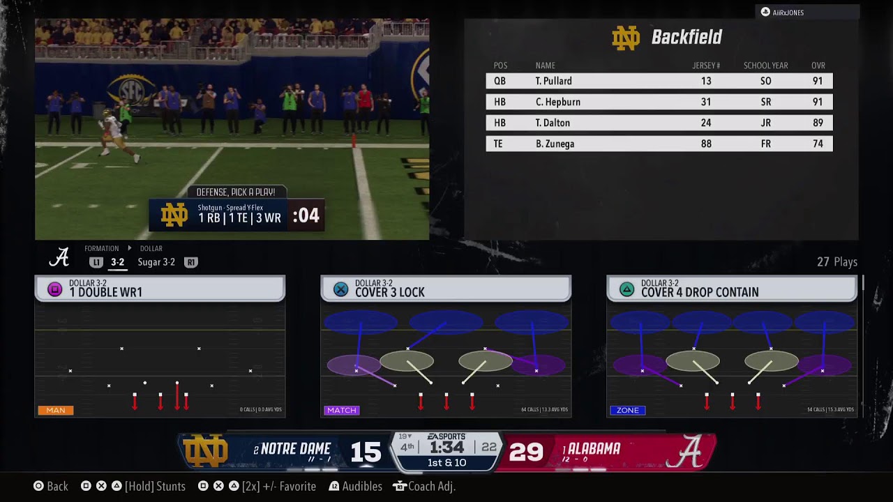 B-Bowl Dynasty:SEC Championship (1) Alabama vs (2) Notre Dame