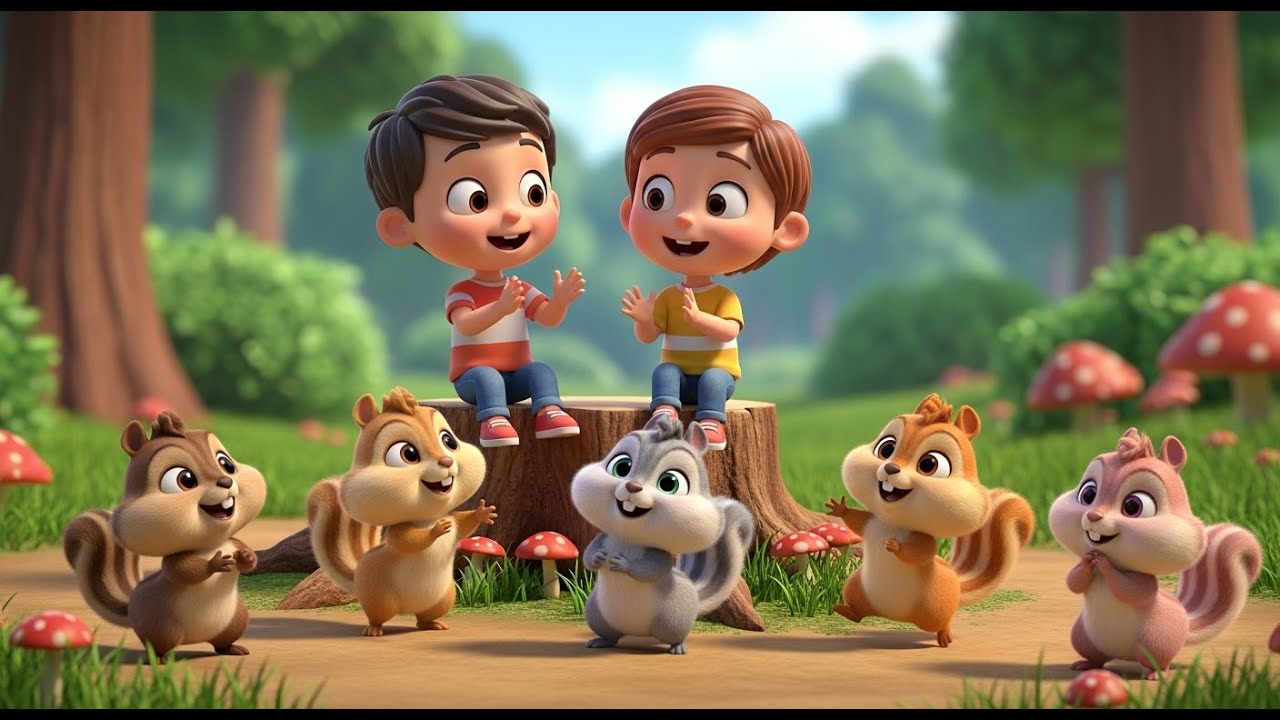 Five Little Chipmunk Friends Chatter Chatter | Fun Forest Animal Song for Kids