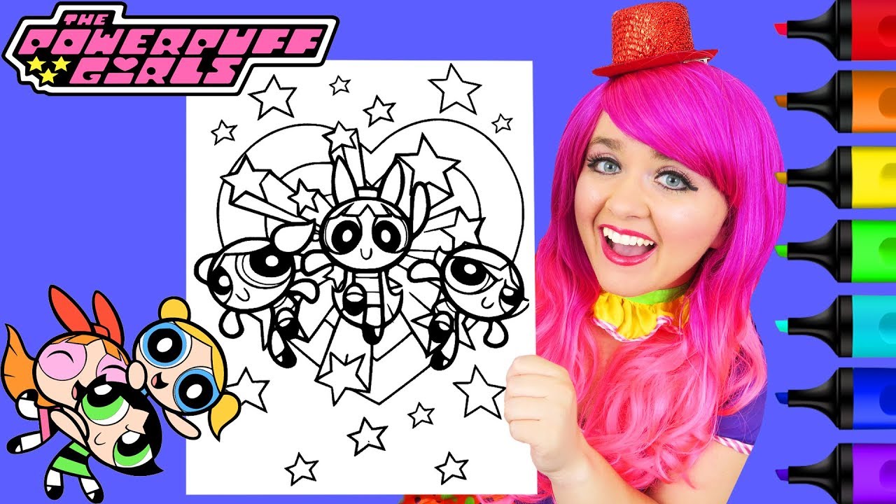 Coloring The Powerpuff Girls Stars & Hearts Coloring Page Prismacolor Markers | KiMMi THE CLOWN
