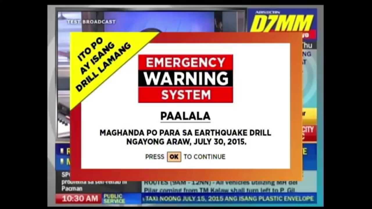 #MMShakeDrill: ABS-CBN TV Plus Emergency Warning System, Drop Cover Hold