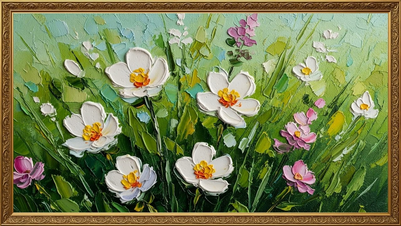 Elegant Floral Impasto Painting 🌸 4K TV Art Display (3 Hours)