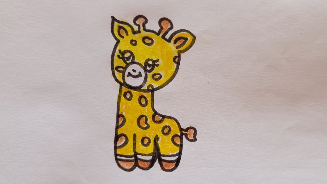 Cute easy giraffe 🦒 drawing and colouring step by step ।। Giraffe drawing tutorial ।।  