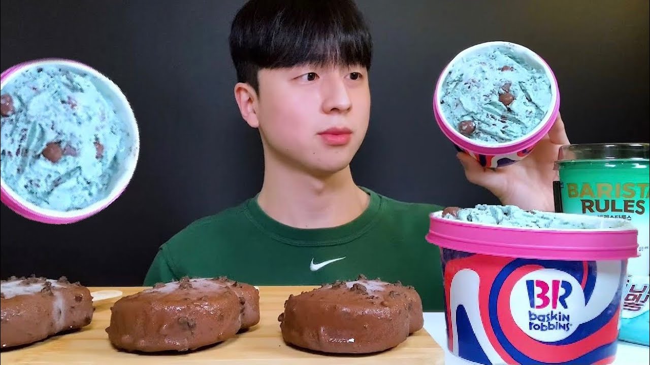 민초 먹방 💚 배스킨라빈스 민트초코봉봉, 민트쿠앤크 아이스크림 디저트 먹방 MINT CHOCOLATE DESSERT MUKBANG
