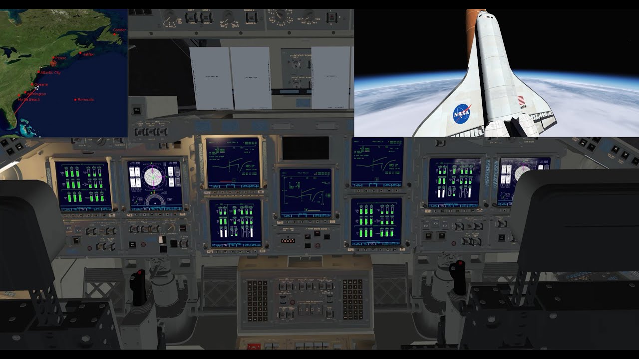 Space Shuttle Contigency East Coast Abort Landing (2 Engine Out Green ECAL)   - Flight Gear