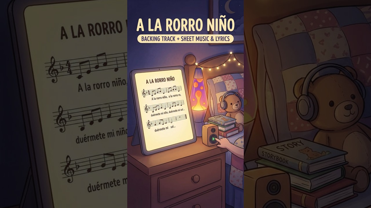 A LA RORRO NIÑO Backing Track + Sheet Music + Lyrics. String Quartet Accompaniment