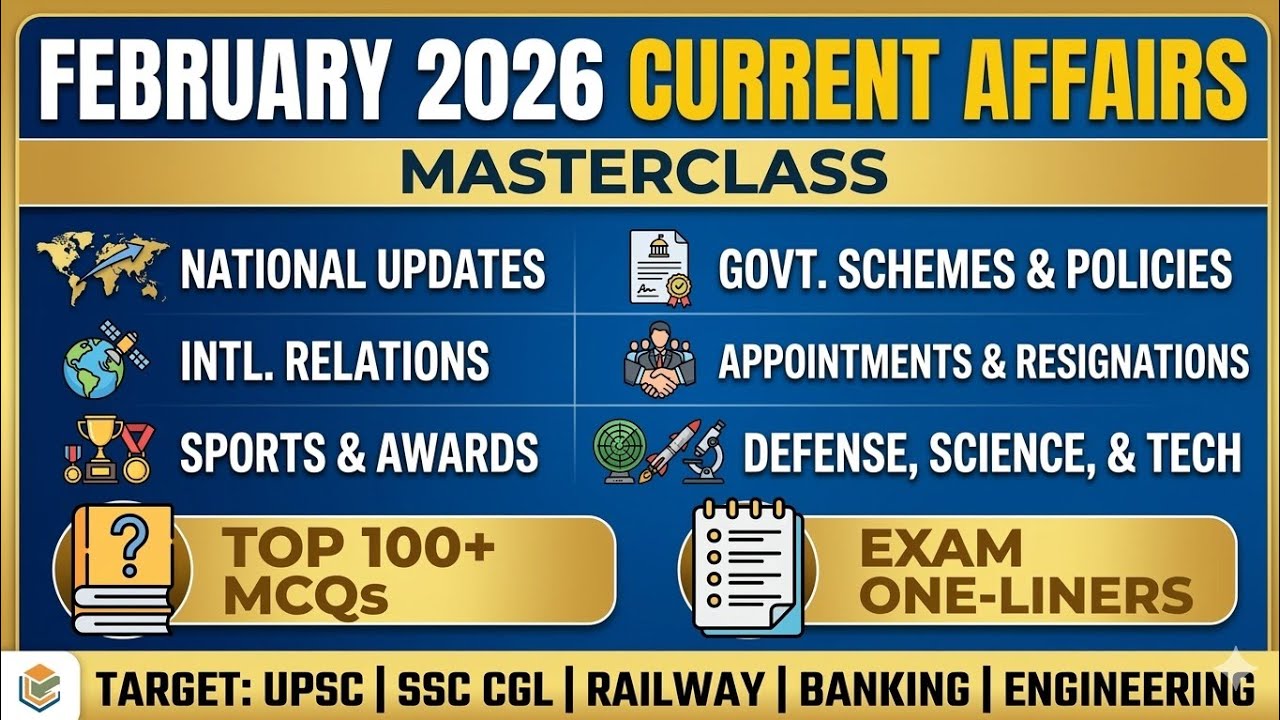 Complete February 2026 Current Affairs Masterclass 🔥 | Most Important Questions for All Exams