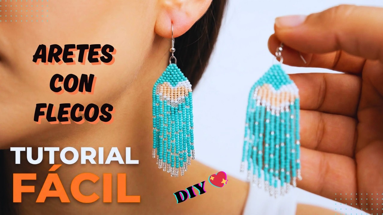 Aretes Con MOSTACILLA paso a paso 🧵✨ | Tutorial fácil (principiantes)