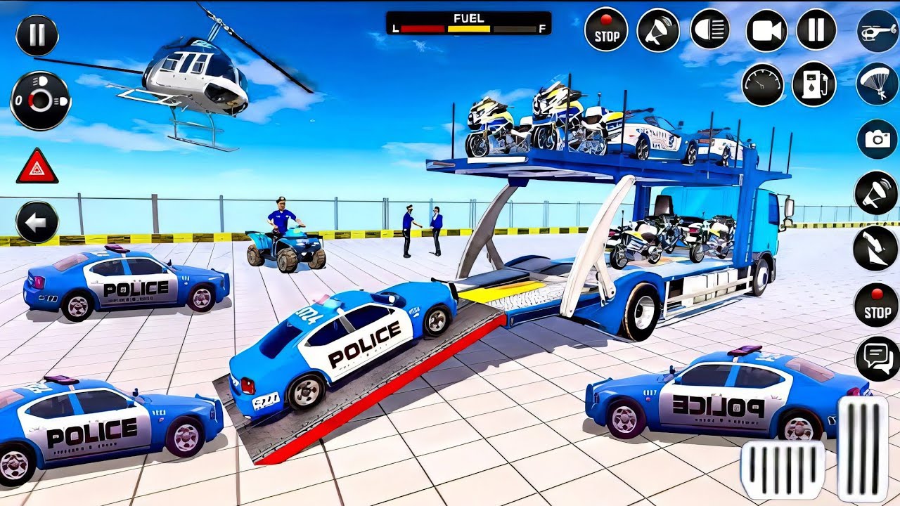 US Police Car Transporter Driving Game - Police Trailer Truck Driving Simulator - Android Gameplay