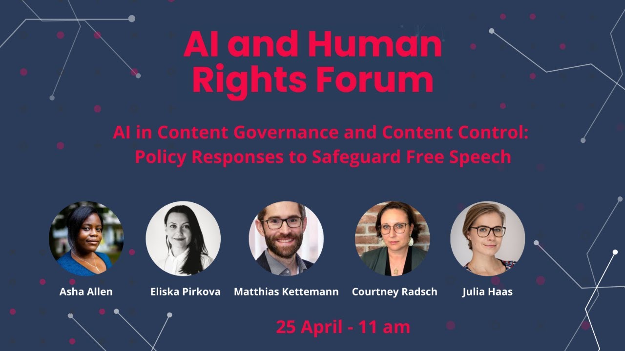 Panel 1:  AI in content governance and content control: policy responses to safeguard free speech