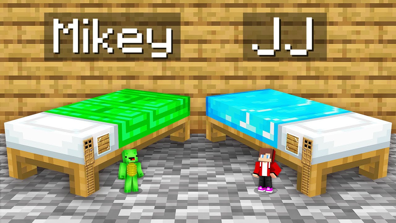Mikey Emerald vs JJ Diamond HOUSE INSIDE BED Survival Battle in Minecraft (Maizen)