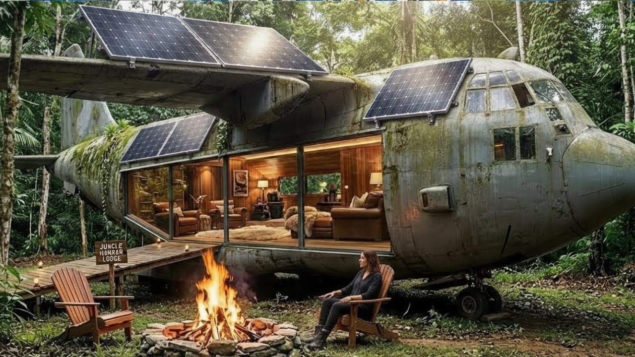 Building a House Inside an Abandoned Globemaster C-17 in the Forest (Full ASMR Process)