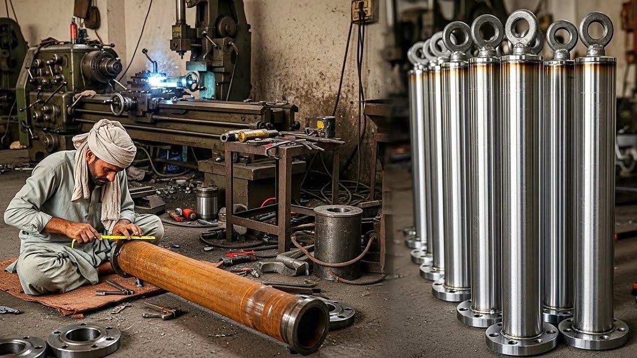 How Tractor Trolley Hydraulic Jack Are Manufactured Using Rusty Steel Pipes 