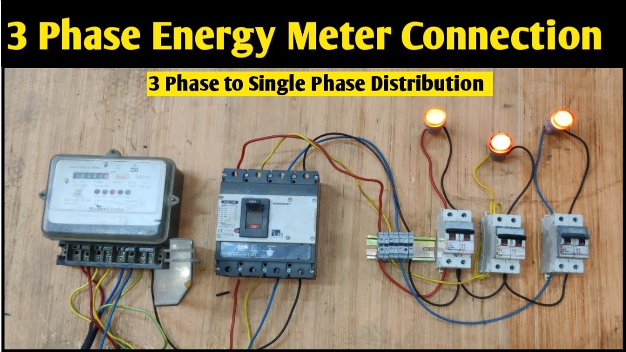 3 Phase Energy Meter Wiring with Distribution Board! 3 Phase to 1 Phase Db Board Wiring
