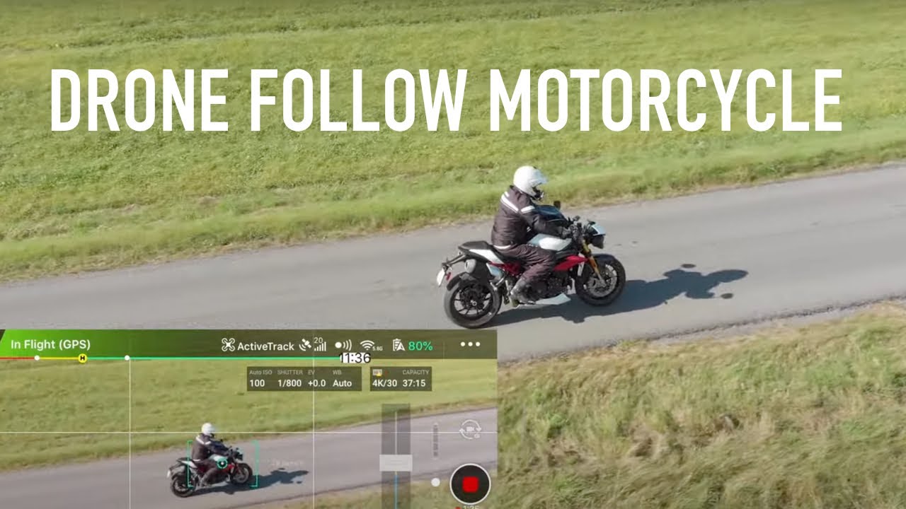 DJI Drone Follow Me/Active Track on a Motorcycle