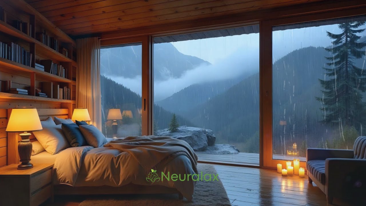 Warm Candlelit Room with Rain | Relaxing Music for Sleep & Mindfulness 🕯️| Neuralax