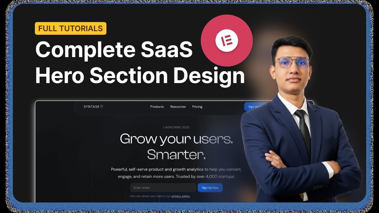 Build a Premium SaaS Hero Section in Elementor | Dark UI Website Design Tutorial (Step-by-Step)