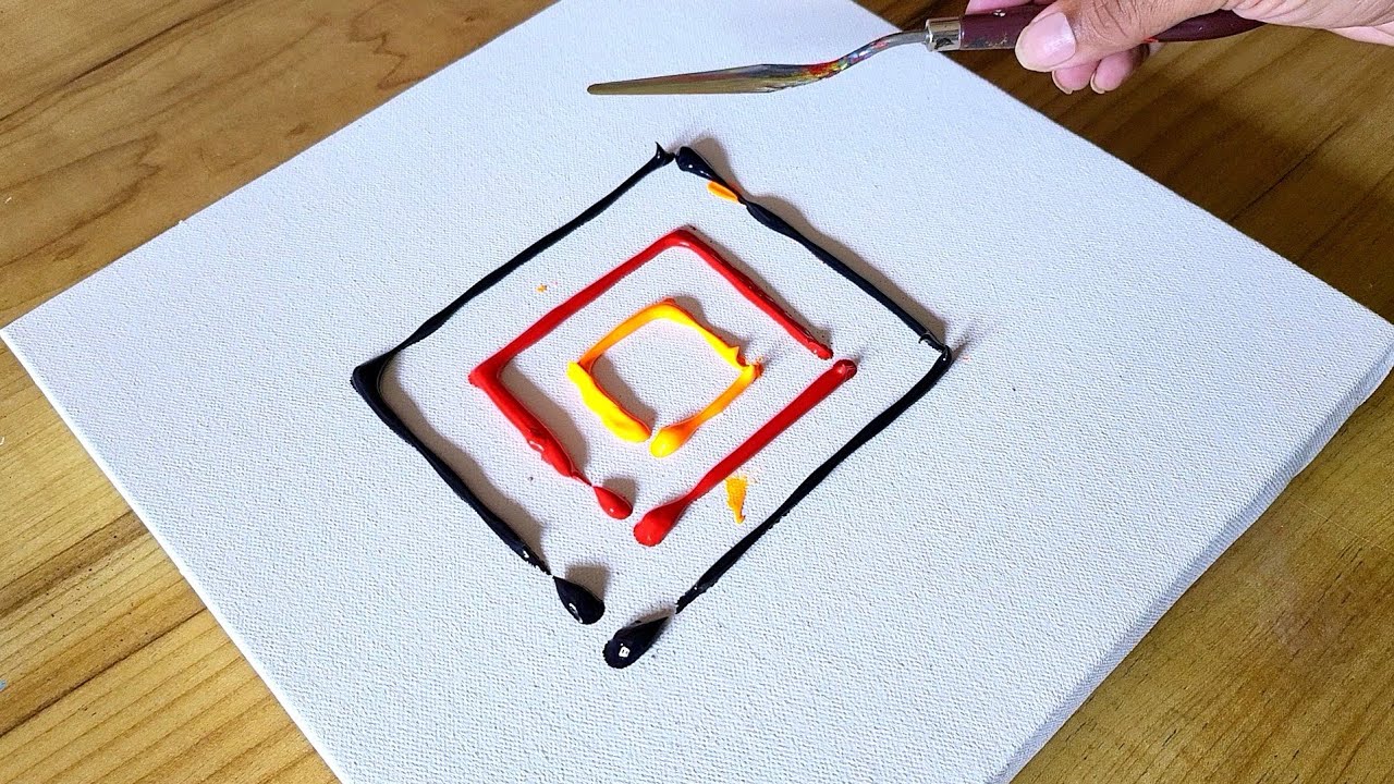 Easy Acrylic Abstract Painting / Using Palette Knife & Rubber Roller / Easy Painting Techniques
