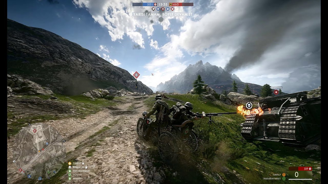 Battlefiled 1  sidecar & fighter  gameplay (3D)