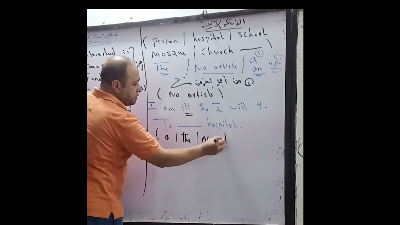 استخدام  a/the/ no article مع الكلمات prison, hospital , school