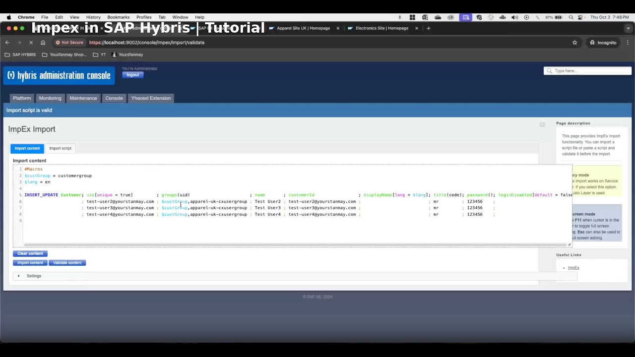 Impex в SAP Hybris | Вставка | Обновление | Удаление | Экспорт | SAP Commerce CX | Учебное пособие