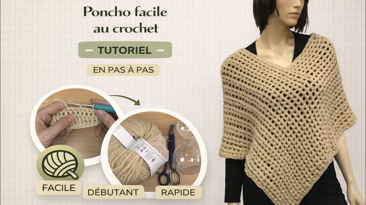 Comment faire un Poncho Andes au crochet super facile : tuto en pas à pas