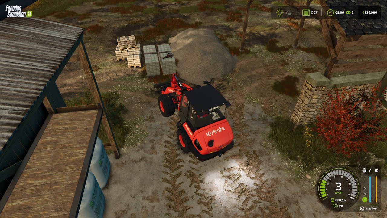 Receta para Pavimentar el Patio trasero de la Granja em Hof Bergmann 1.2  -  Farming Simulator 25