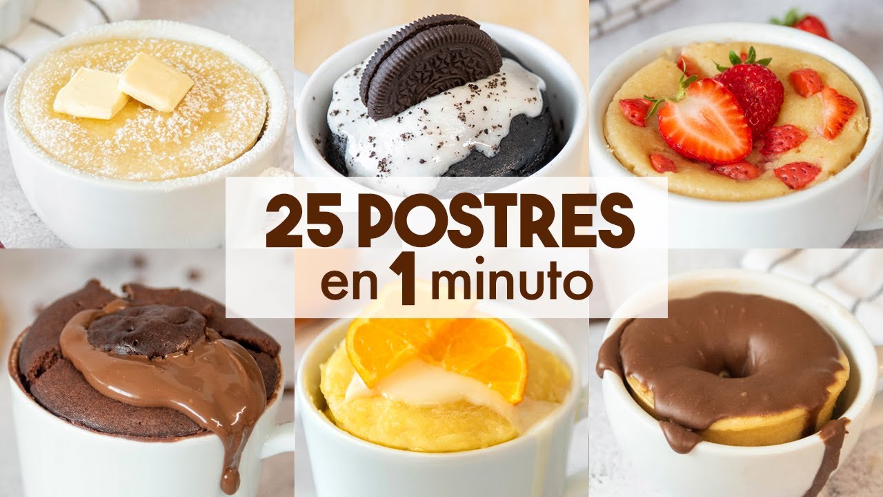 25 POSTRES en TAZA en MICROONDAS 🍫❤️ | en 1 minuto