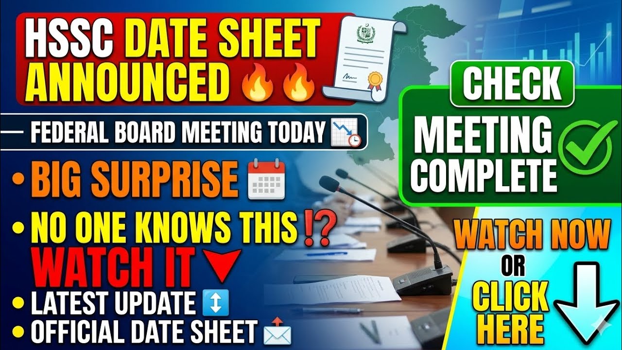 FBISE Hssc Date Sheet Official Update 2026 | Hssc Date Sheet 2026 FBISE | Fbise Hssc Date Sheet 2026