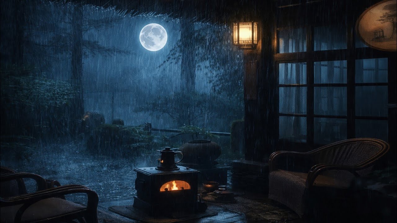 Heavy Rain for Deep Sleep (10 Hours)  Insomnia & Anxiety Relief ( Light Thunder)