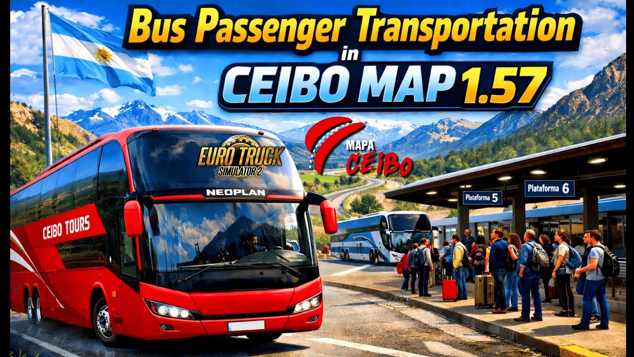 ETS2 BUS PASSENGER TRANSPORTATION IN Ceibo Map 1.57 | Transporte en bus ETS2 en Ceibo Mapa 1.57