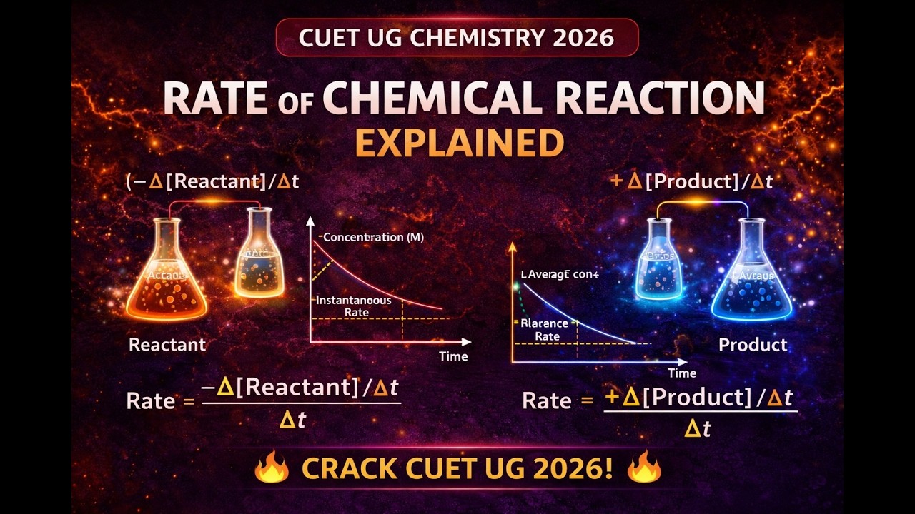 Rate of Chemical Reaction Explained 🔥 | Average & Instantaneous Rate | CUET UG Chemistry 2026