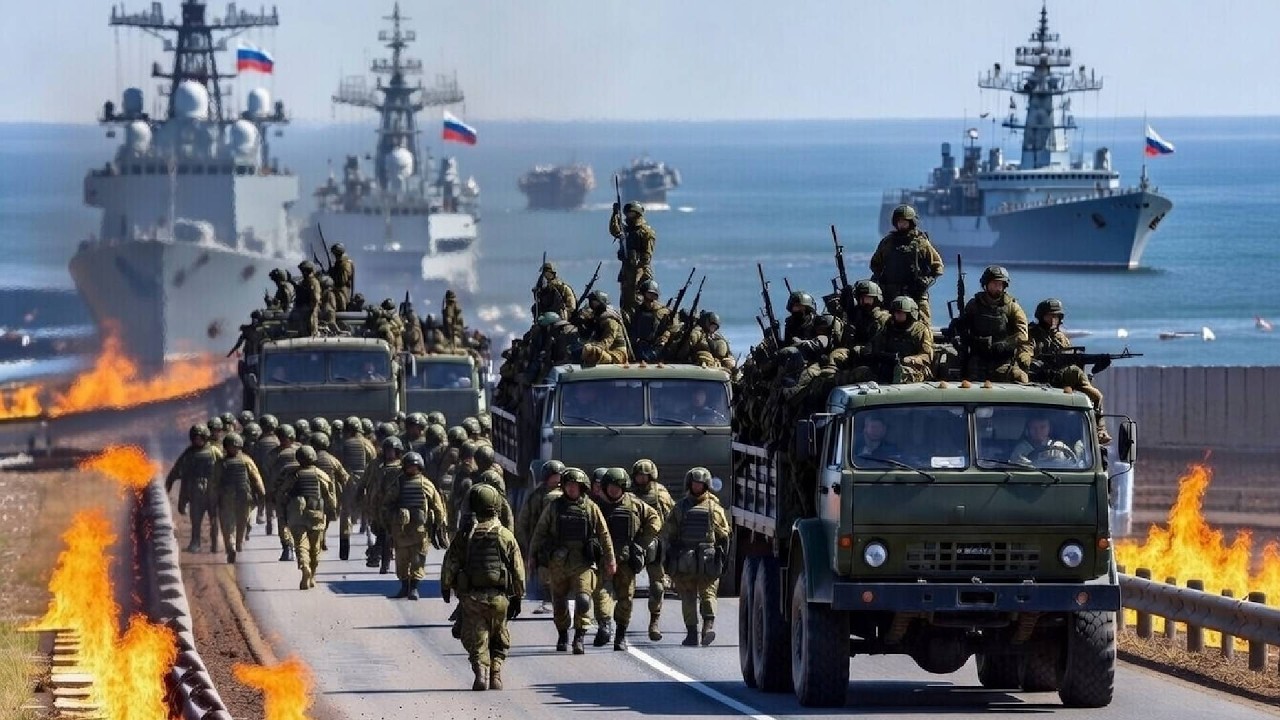 Российская артиллерийская колонна поражена украинскими дронами во время передвижения