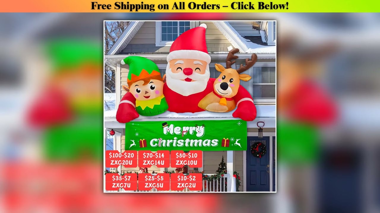 OurWarm 7.2FT Christmas Inflatable Outdoor Decoration,Detachable Banner Inflatable Santa Claus